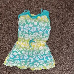 Floral Print Romper in Blue and Yellow
